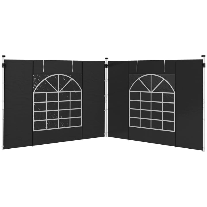 Sidevægge til 3 x 3/3 x 6 m pavillon, sidepaneler med vindue, dør, reservevægge til festtelt, oxfordstof, sort