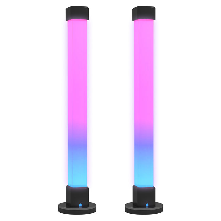 Sæt med 2 led-lamper, bordlampe med app og fjernbetjening, musiksynkronisering, farvetilstande, timer, hvid