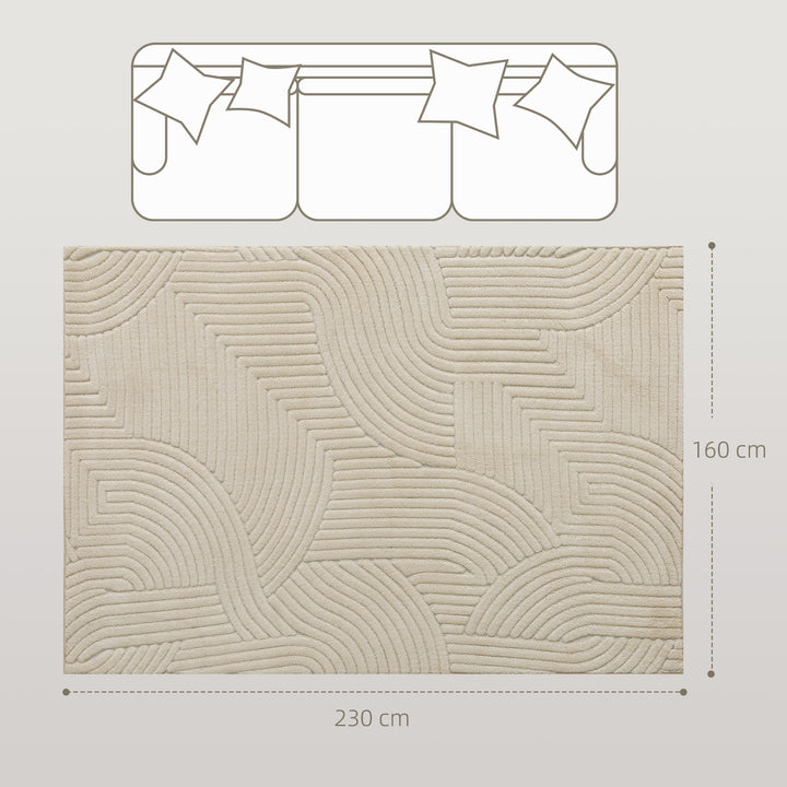 Maskinvævet tæppe, 15 mm højt, alsidigt, skridsikkert, cremehvidt