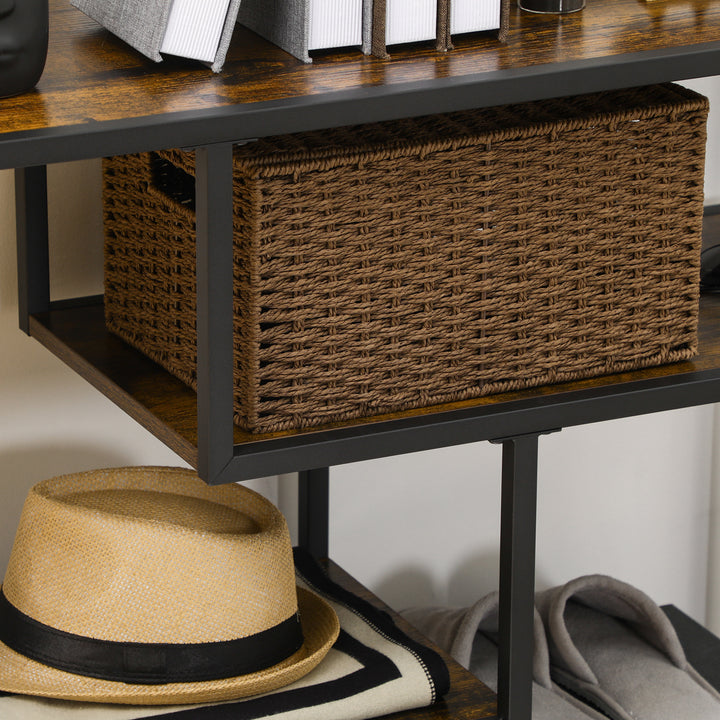 Hylde, konsolbord, industrielt design, 4 hylder, stålstel, 99,6 x 33,6 x 74 cm