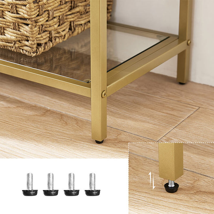 Metalreol med glashylder, 83x30x184 cm, farve: guld