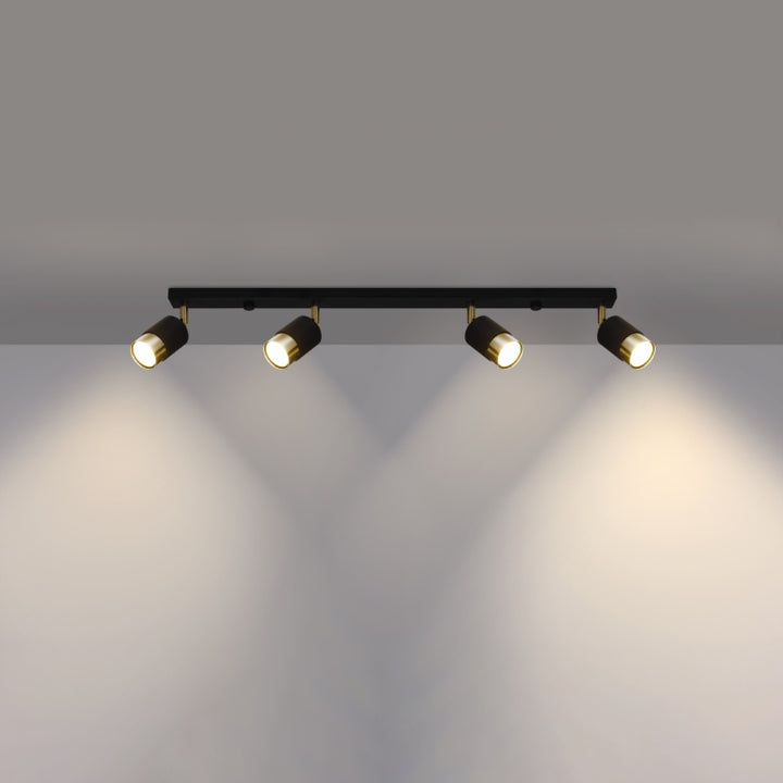 Loftslampe NERO 4 sort/guld