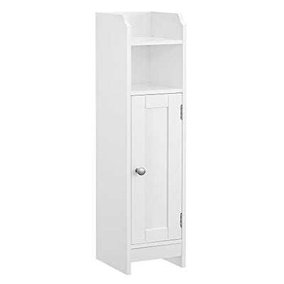 Reol, badeværelsesskab med justerbare hylder, pladsbesparende, L18 x B20 x H80 cm, hvid