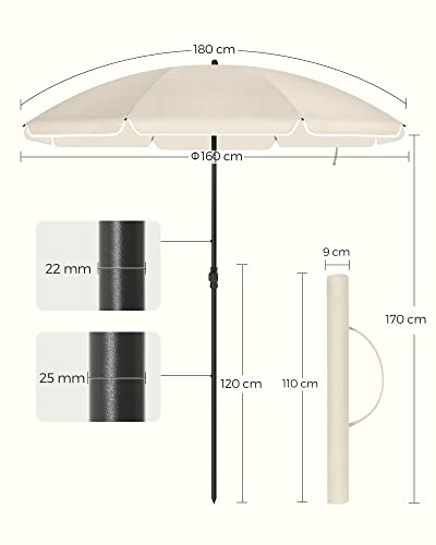 1.6 m parasol, UPF 50+, solbeskyttelse, beige