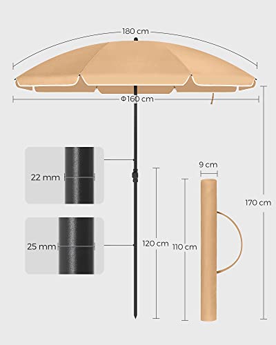 Parasol, solbeskyttelse, UPF 50+, Taupe, 160 cm