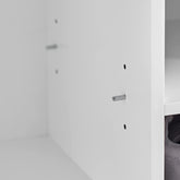 Skobænk med skuffer, skabe og hylder og polstret sædehynde, 107x35x50 cm, hvid