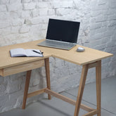 LUKA Ask L-formet skrivebord B115cm x D85cm Højrestillet