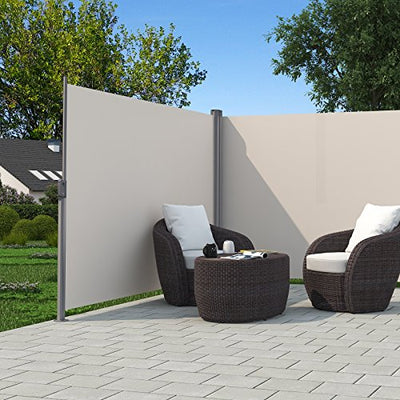 Dobbel sidemarkise, solbeskyttelse til terrasse, 1.8 x 6 m (H x L), beige
