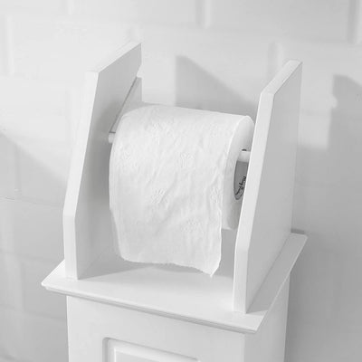 Fritstående skab til toiletpapir, hvid, 20x18x79 cm