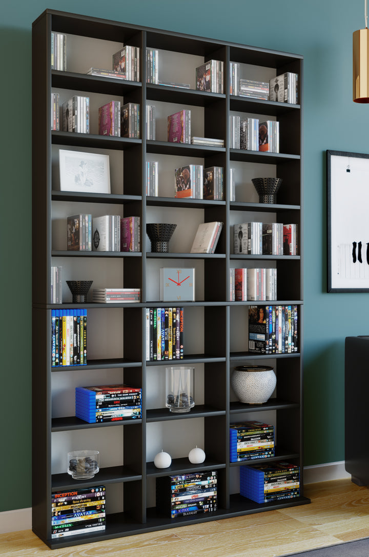 Reol "Megosa Maxi", H. 183 x B. 102 x D. 23 cm, sort