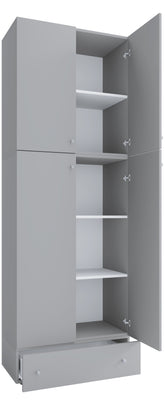 Garderobeskab "Lona Xxl" Med Skuffe, 200 x 70 x 39 cm, grå