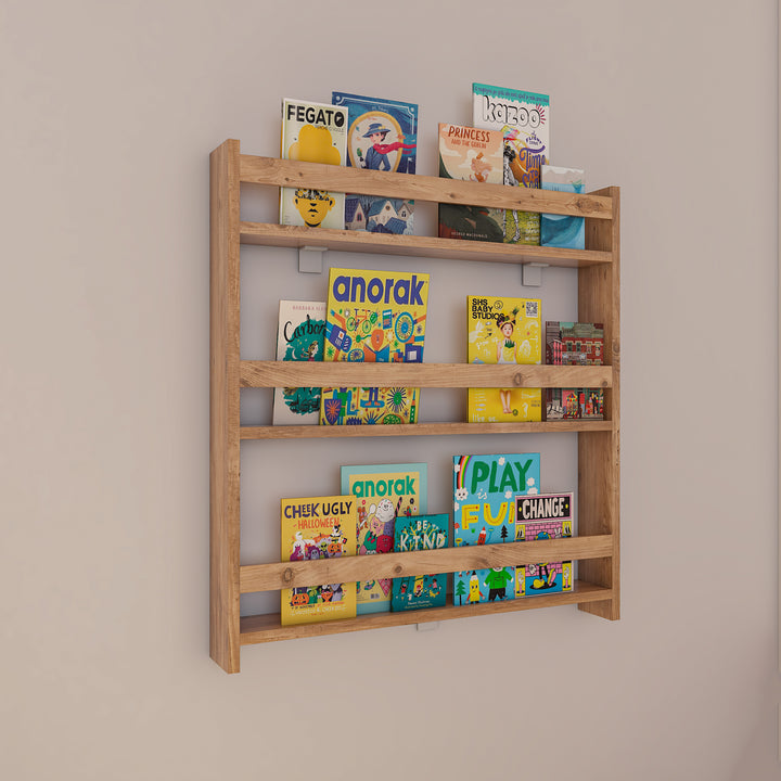 Væghylde / reol til børneværelset, h. 80 x b. 70 x d. 10 cm, naturfarvet