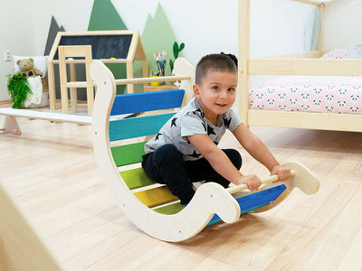 Montessori-balancegynge til børn YUPEE - blå regnbue