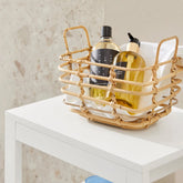 Vasketøjskurv med vippekurv og opbevaringshylde, skandinavisk stil, 42 x 30 x 90 cm, hvid