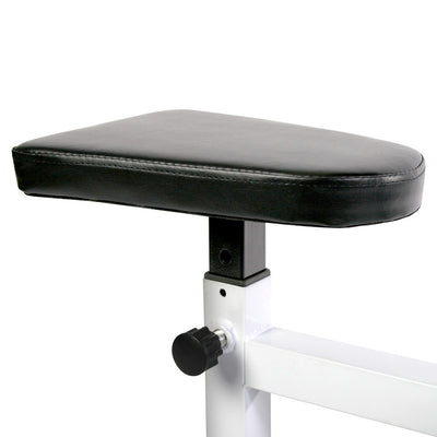 Vægtbænk, 5-fold sæde, 4-fold armlæn, 6-fold vægtstangsstativ, højdejusterbar