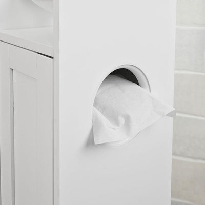 Skab til opbevaring af toiletpapir, hvid