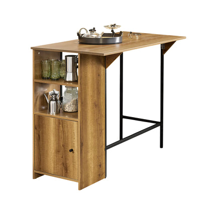Højt barbord, køkkenbord, med sammenklappelig bordplade, 120 x 63 x 95 cm, brun