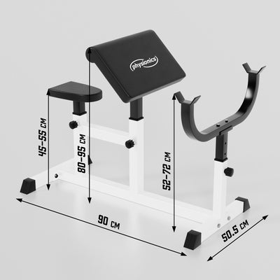 Vægtbænk, 5-fold sæde, 4-fold armlæn, 6-fold vægtstangsstativ, højdejusterbar