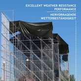 PVC beskyttende presenning - 650 g/m², vandtæt og rivefast, aluminiumsøjer, sort, 5 x 6 m, belagt på begge sider