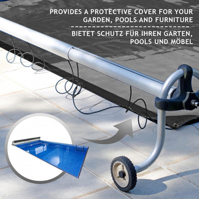 PVC beskyttende presenning til lastbil, 650 g/m², vandtæt og rivefast, aluminiumsøjer, sort, 4 x 7 m, belagt på begge sider
