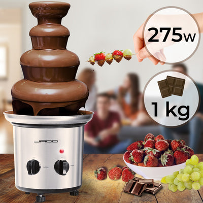 Chokoladefontæne 275W - 4 Etager, Maks. 1 kg Chokoladekapacitet, sølvfarvet