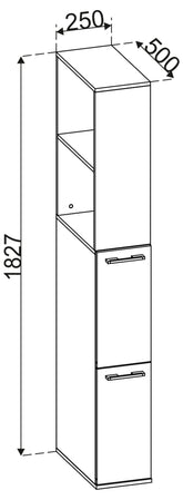 Rullevogn til badeværelse, h. 183 x b. 25 x d. 50 cm, sort og hvid