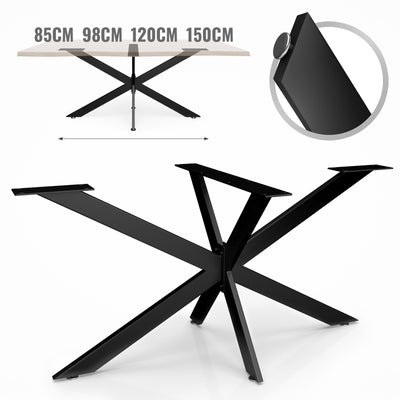 Krydsstel bordben, sort, 98 cm, fremstillet af stål, industrielt, til spisebord, solidt bordstel