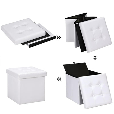 Foldbar opbevaringsboks med låg hvidt 15x15x15in