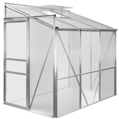 Lean-to Greenhouse polycarbonat 6x4ft med base