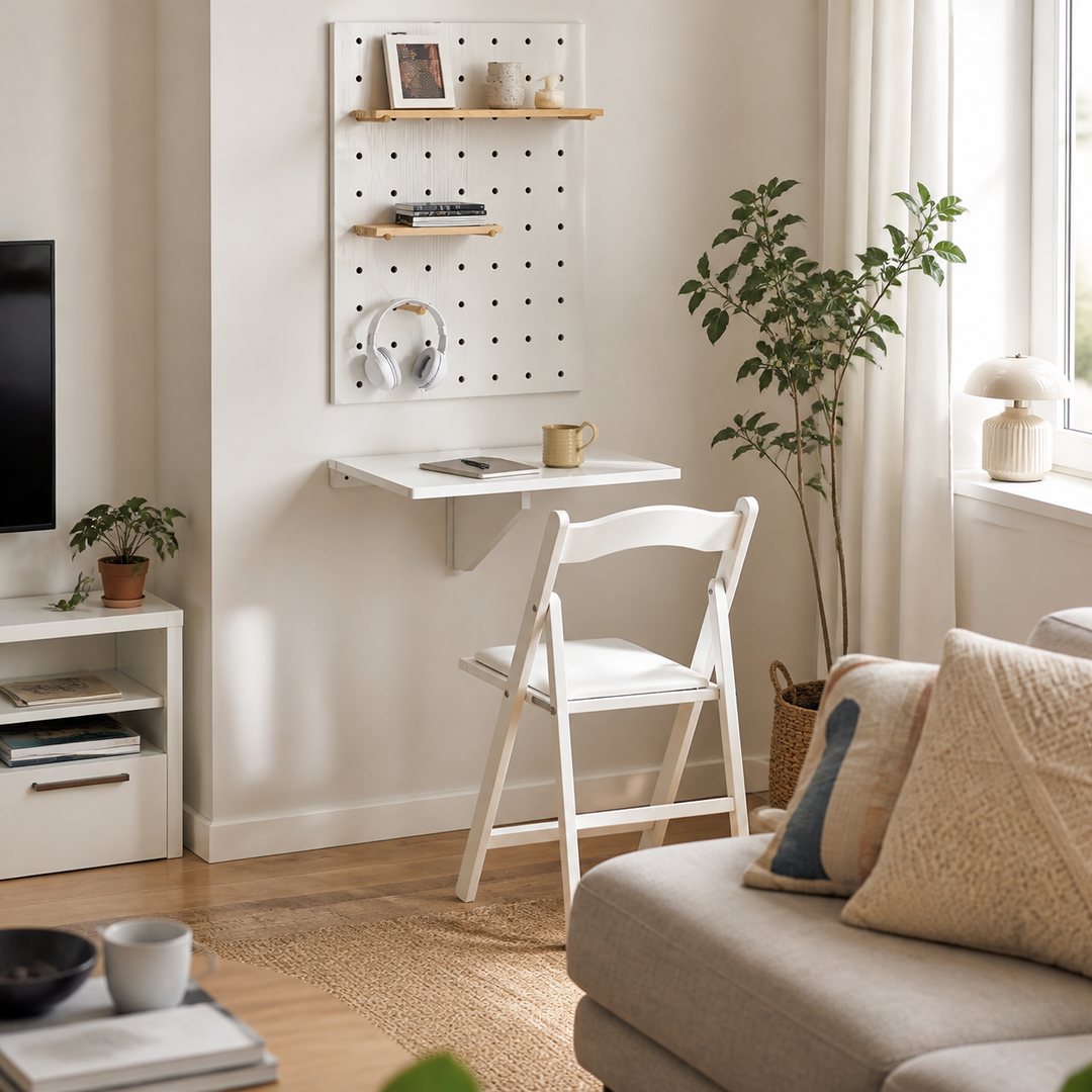 stue under 20 m² med kompakte møbler, fri gulvkant og tydelig hovedfunktion