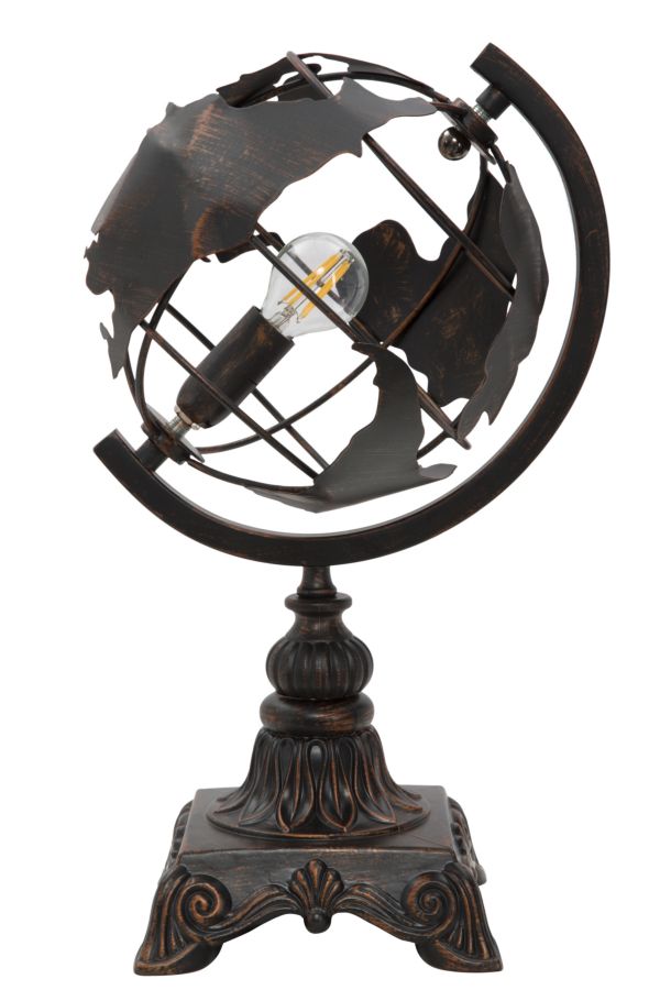 Industriel bordlampe i jern, globus-design – 24x20x40 cm