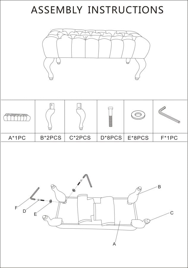 Glam entrébænk,  træ, mdf og polyester – 97x42x40 cm