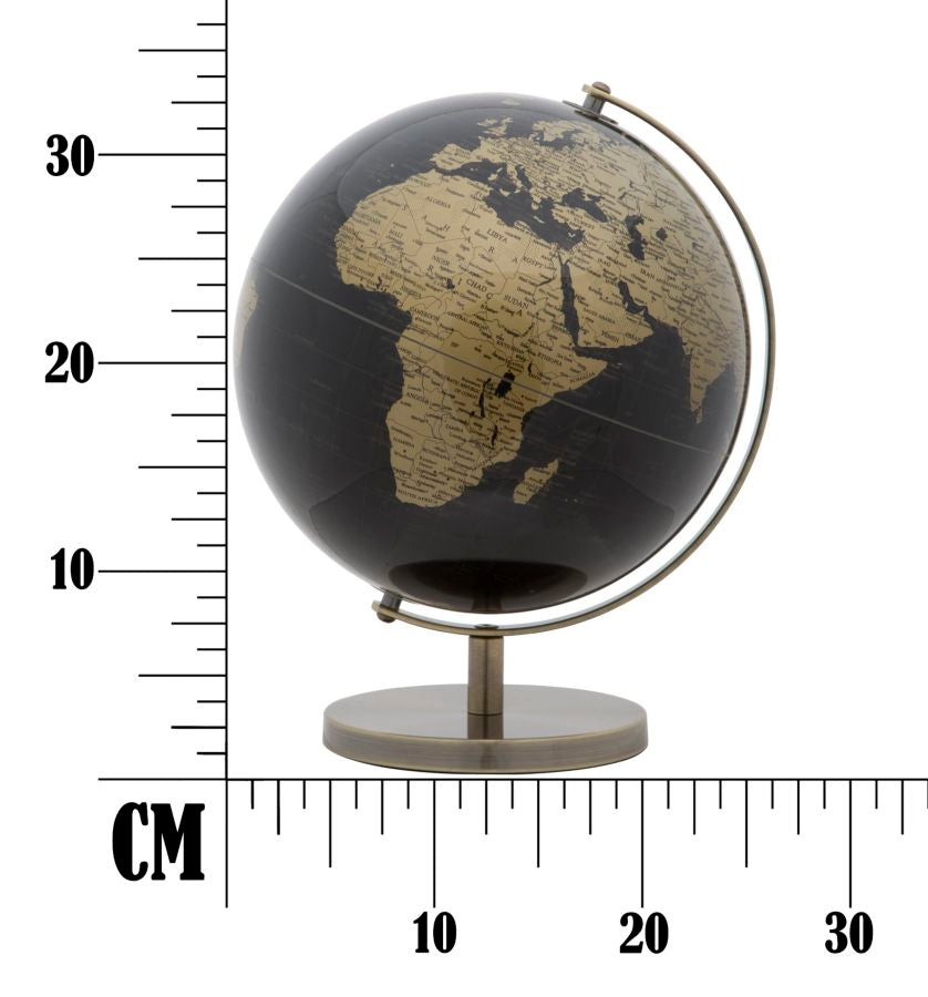 Industriel jordklode i guldfarve, metal og plast – 25x34 cm