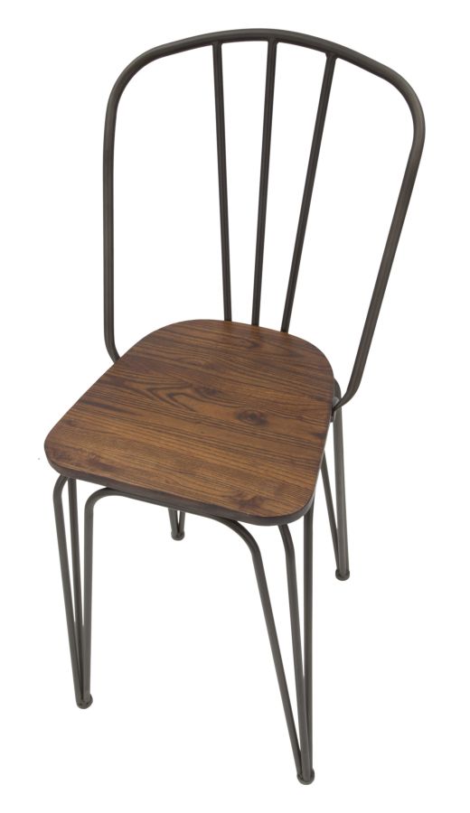 Industriel stol i metal og træ – 54x45x102 cm