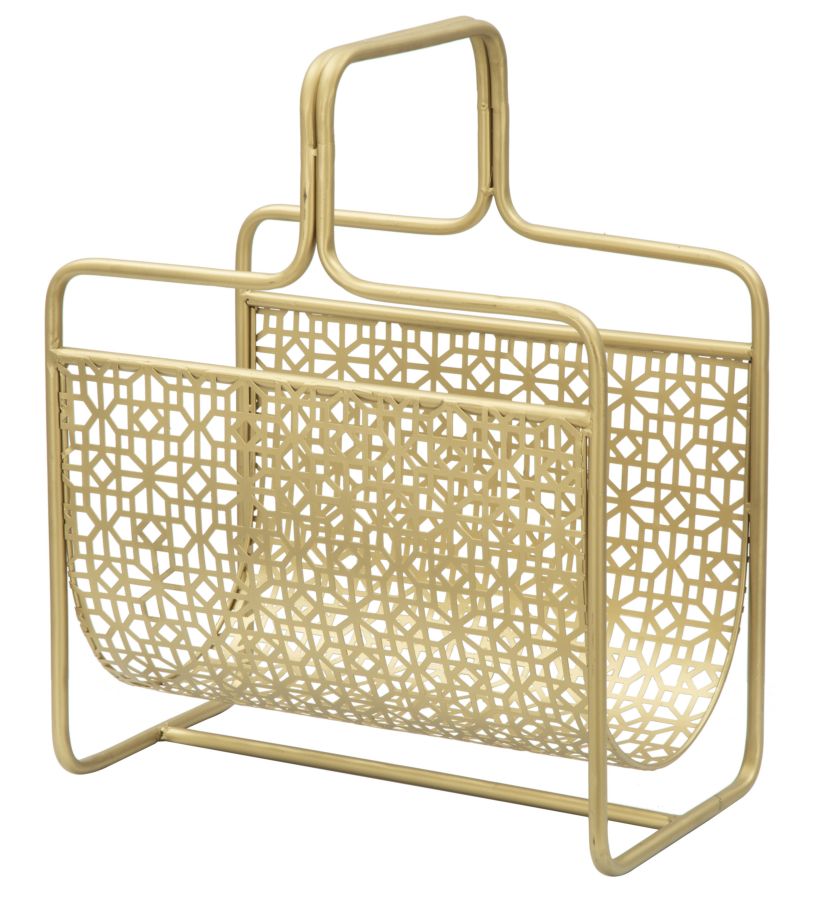 Glam magasinstativ i guldfarve, metal – 37x22x44 cm