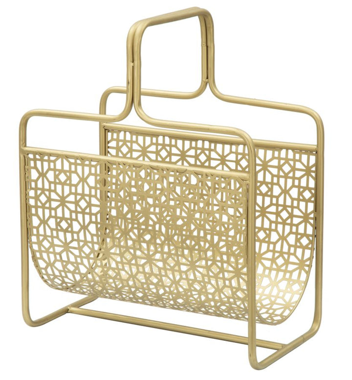 Glam magasinstativ i guldfarve, metal – 37x22x44 cm