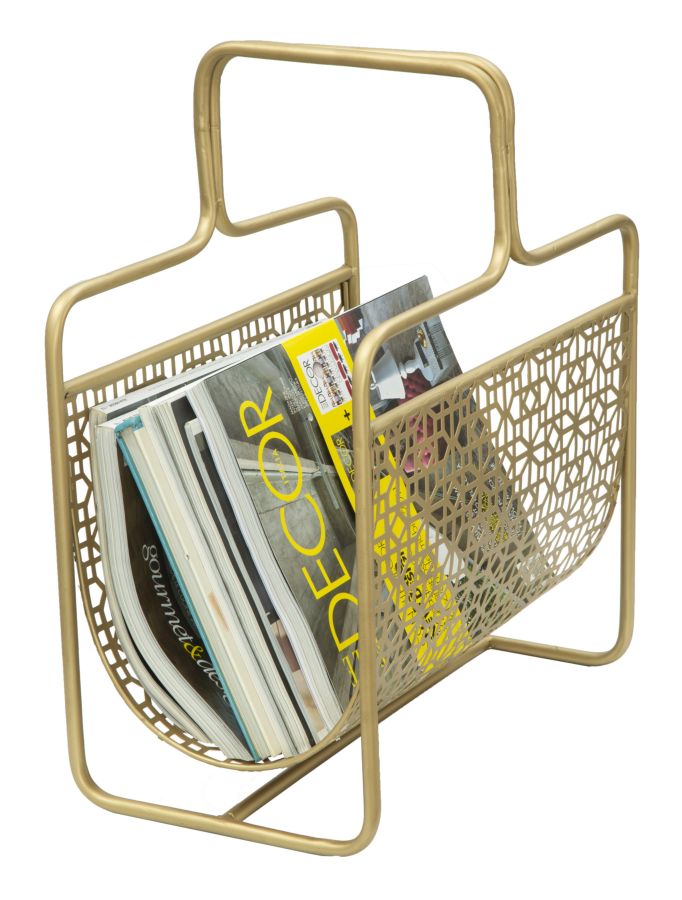 Glam magasinstativ i guldfarve, metal – 37x22x44 cm