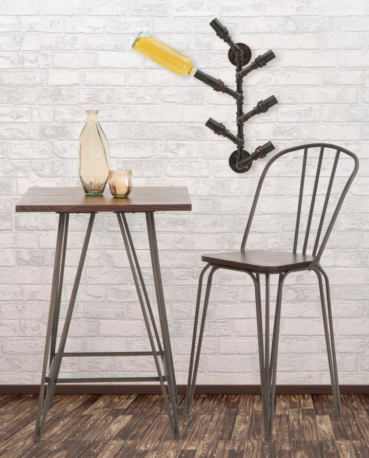 Industriel stol i metal og træ – 54x45x102 cm