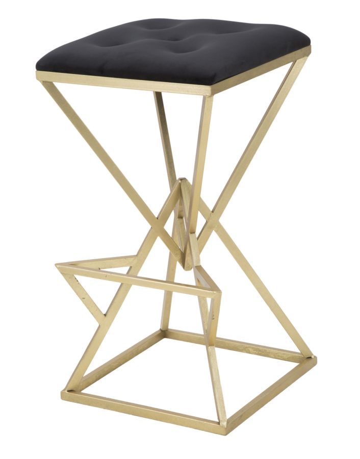 Glam barstol i guldfarve, jern/glas – 40x40x75 cm