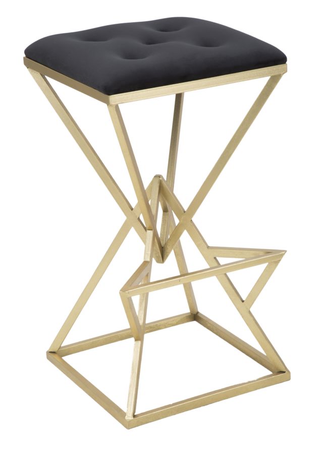 Glam barstol i guldfarve, jern/glas – 40x40x75 cm