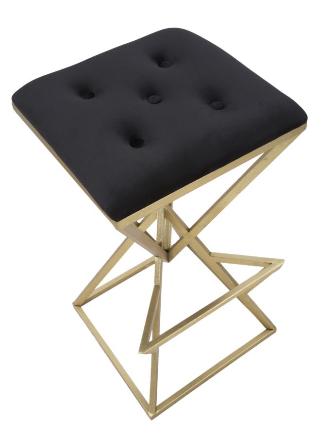 Glam barstol i guldfarve, jern/glas – 40x40x75 cm