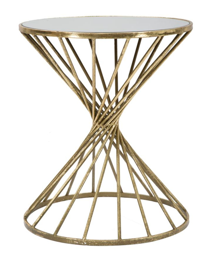 Glam bord i guldfarve, jern, mdf og glas – 42x50 cm