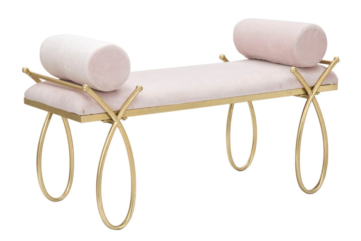Glam bænk i jern, MDF og polyester – 112x5x49 cm