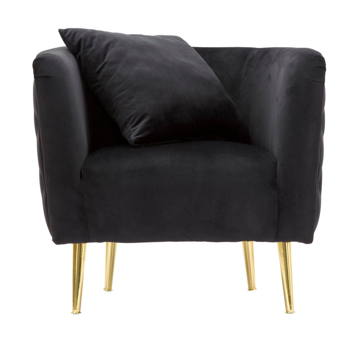 Glam stol i sort i træ, stof og metal – 76x74x71 cm