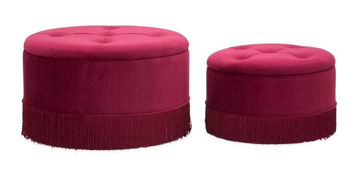 Glam taburet i træ, skum og polyester – 71x41 55x33 cm