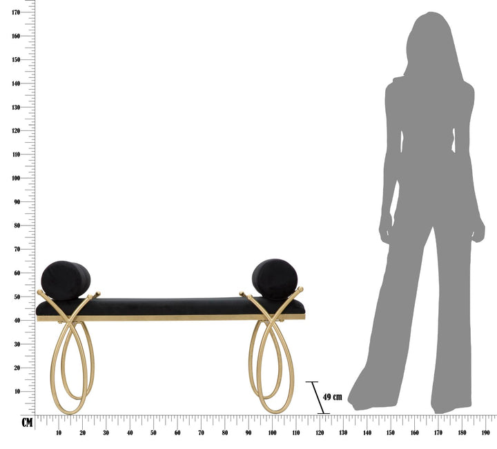 Glam entrébænk i jern, mdf og polyester – 112x5x49 cm