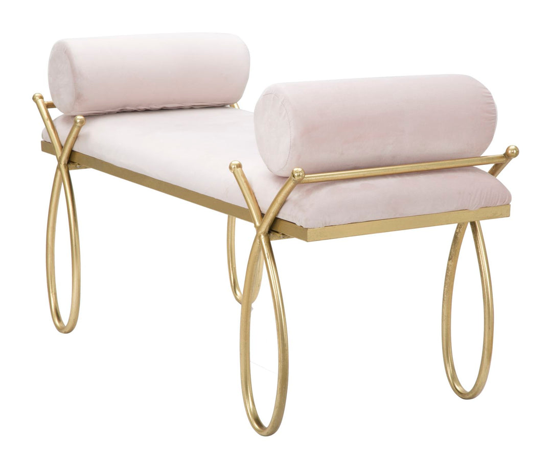 Glam bænk i jern, MDF og polyester – 112x5x49 cm