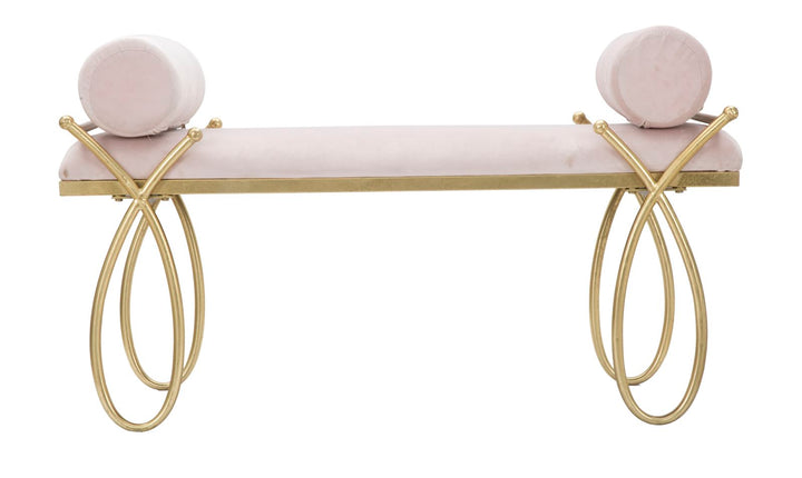 Glam bænk i jern, MDF og polyester – 112x5x49 cm