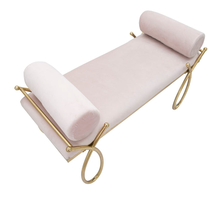 Glam bænk i jern, MDF og polyester – 112x5x49 cm