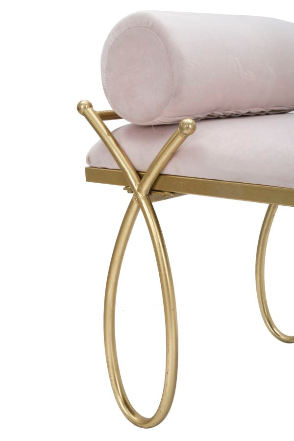 Glam bænk i jern, MDF og polyester – 112x5x49 cm